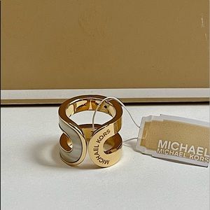 Michael Kors Color Block Mother of Pearl Cuff Ring Size 7